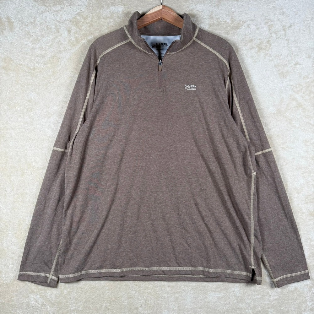 Alaskan Hardgear Fishing Pullover Mens XL Long Sleeve 1/4 Zip Vented Brown